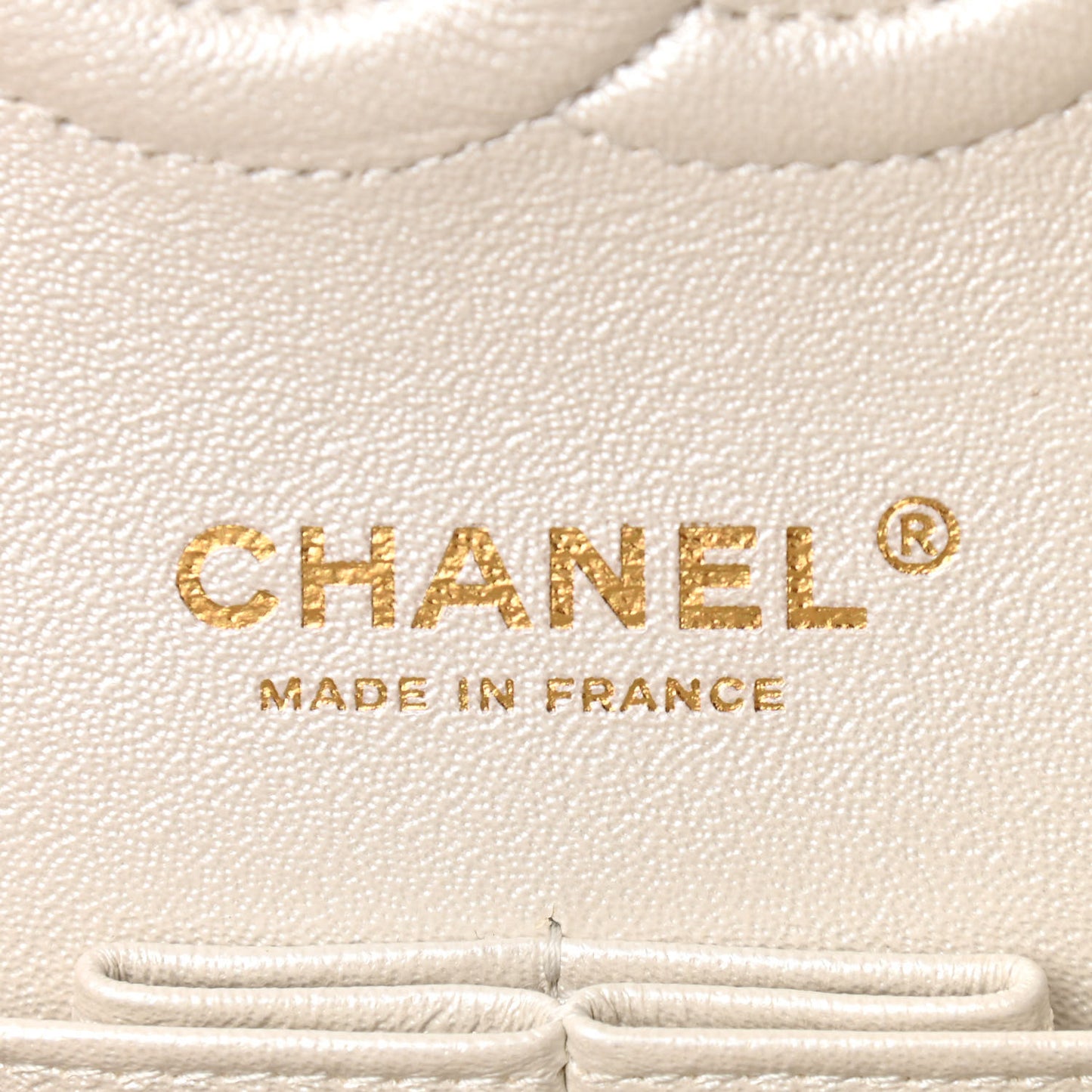 Iridescent Calfskin Quilted Medium Double Flap White