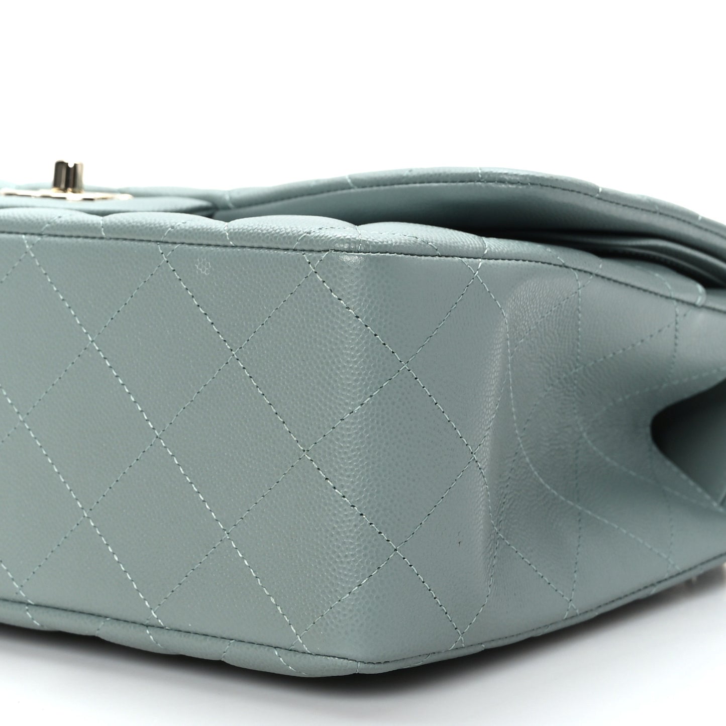 Caviar Quilted Jumbo Double Flap Grey