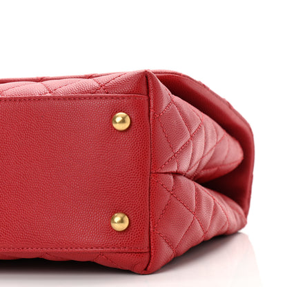 Chanel Caviar Quilted Small Coco Handle Flap Red 10 of 11