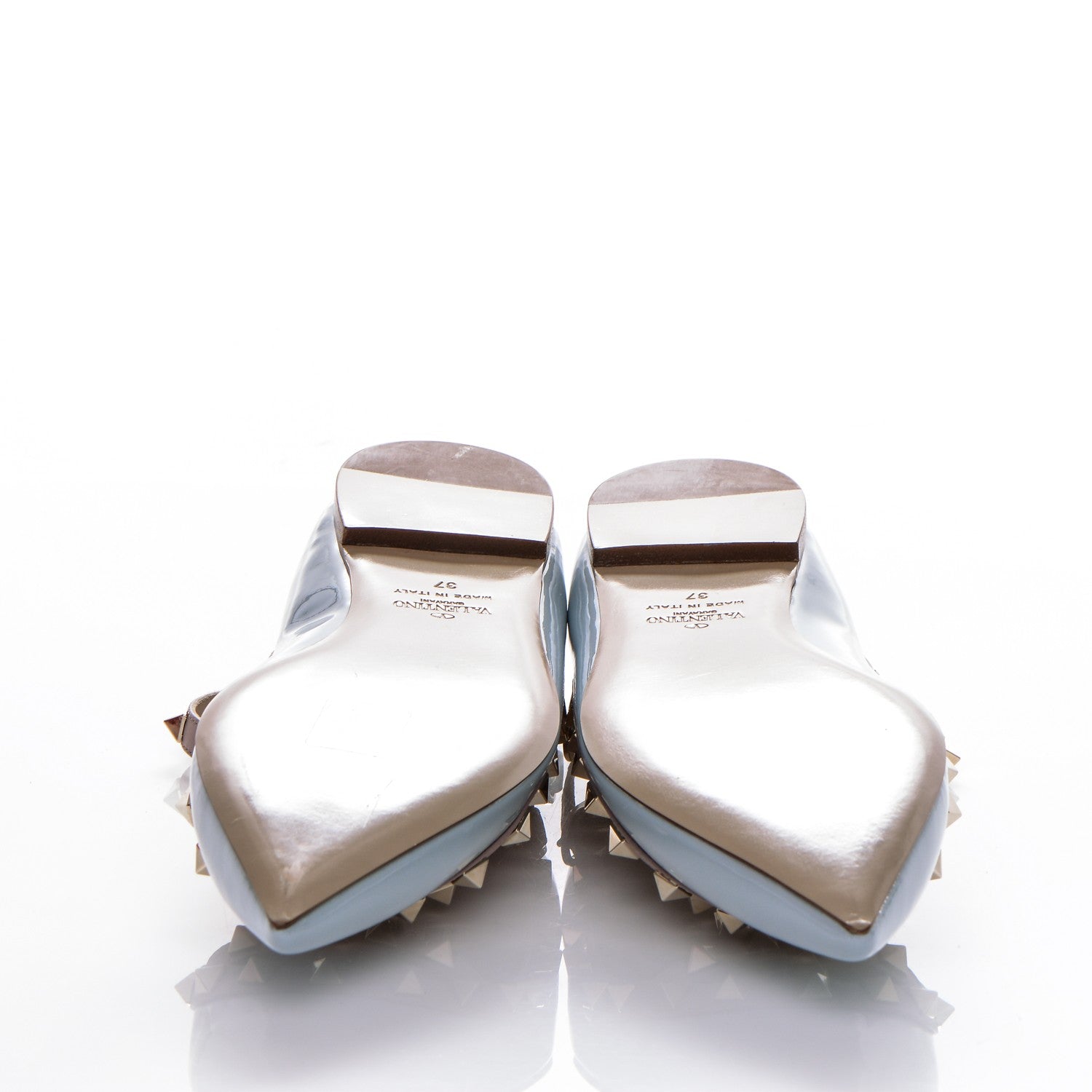 Valentino Garavani Patent Rockstud Cage Ballerina Flats 37 Sky Sorbet Poudre 8 of 8