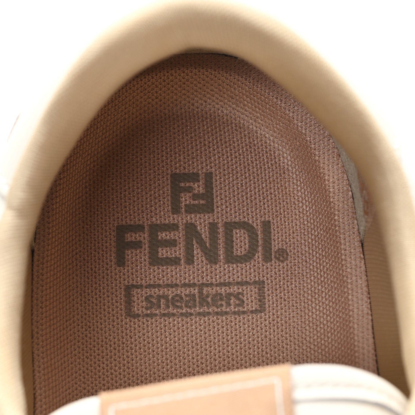 Vitello Mens Fendi Match Low Top Sneakers 10 Beige Brown