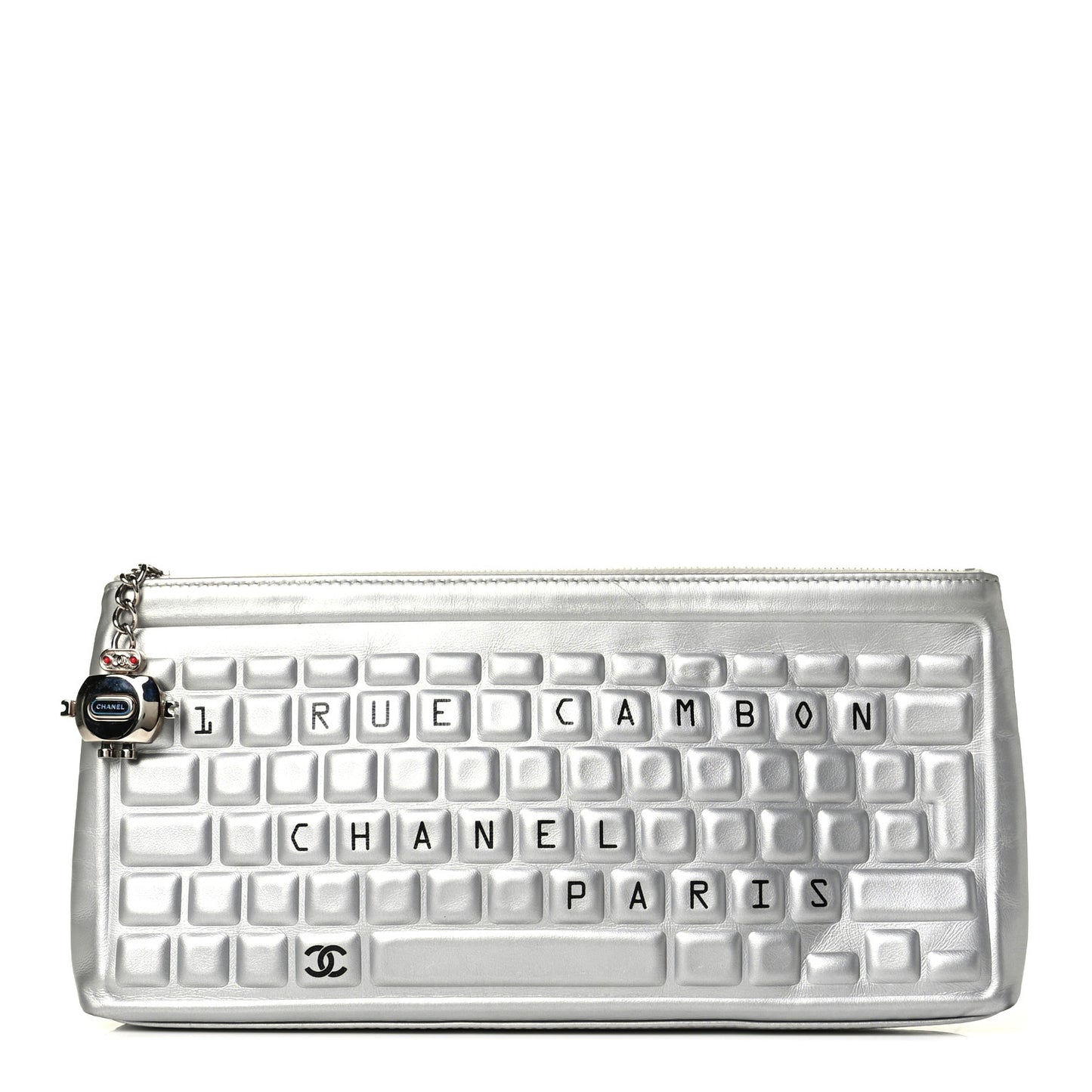Metallic Calfskin Keyboard Pouch Silver