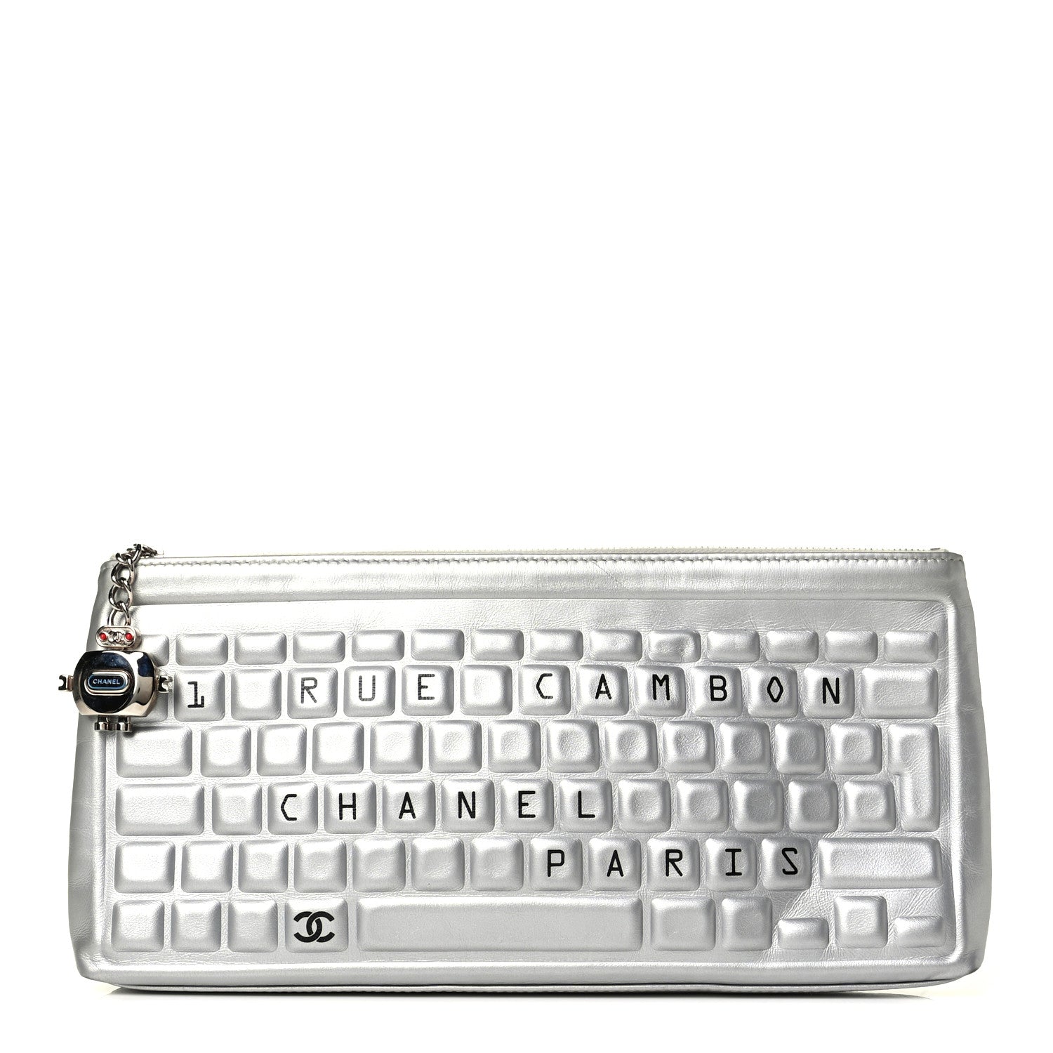 Chanel Metallic Calfskin Keyboard Pouch Silver 1 of 6