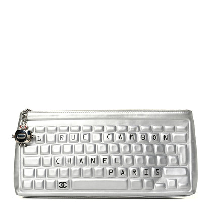 Chanel Metallic Calfskin Keyboard Pouch Silver 1 of 6