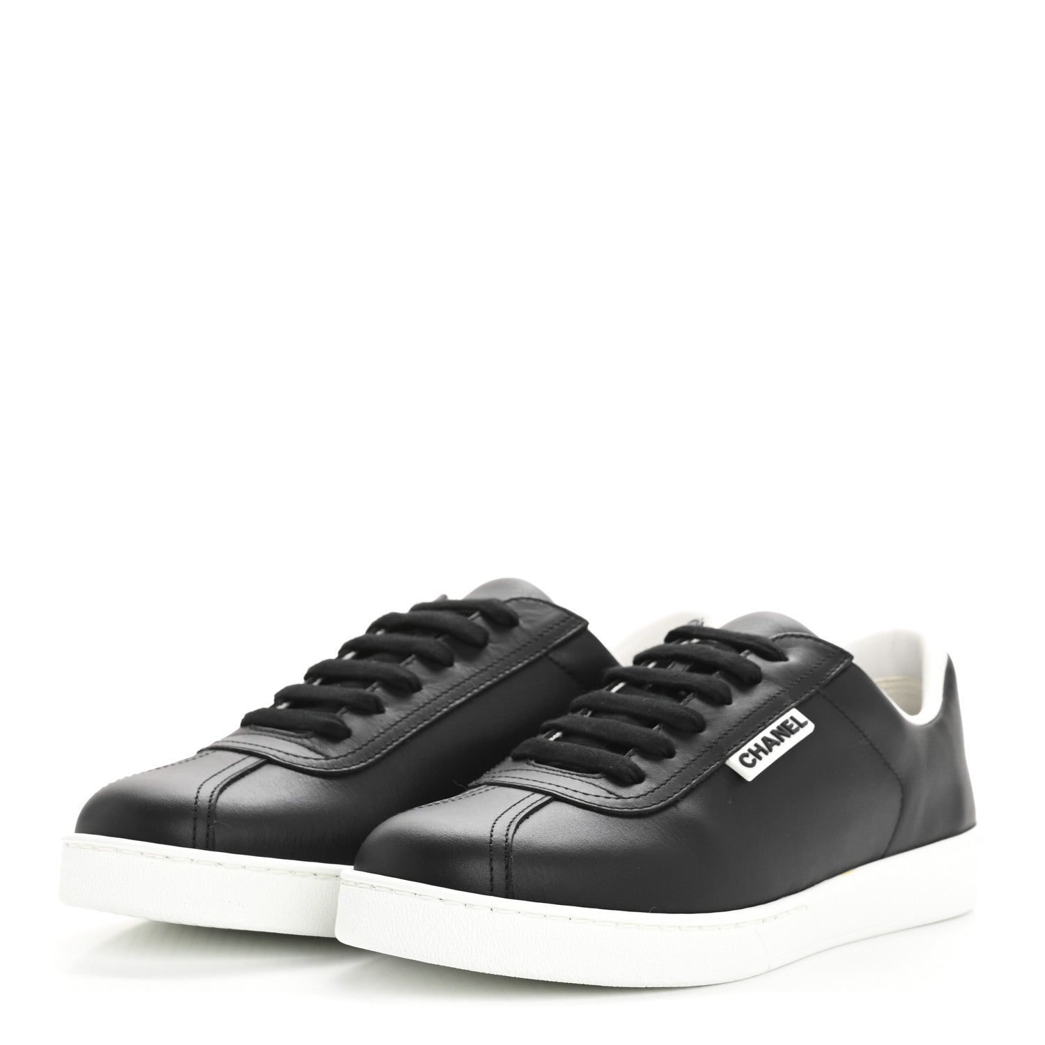 Chanel Calfskin CC Womens Sneakers 38.5 Black 4 of 9