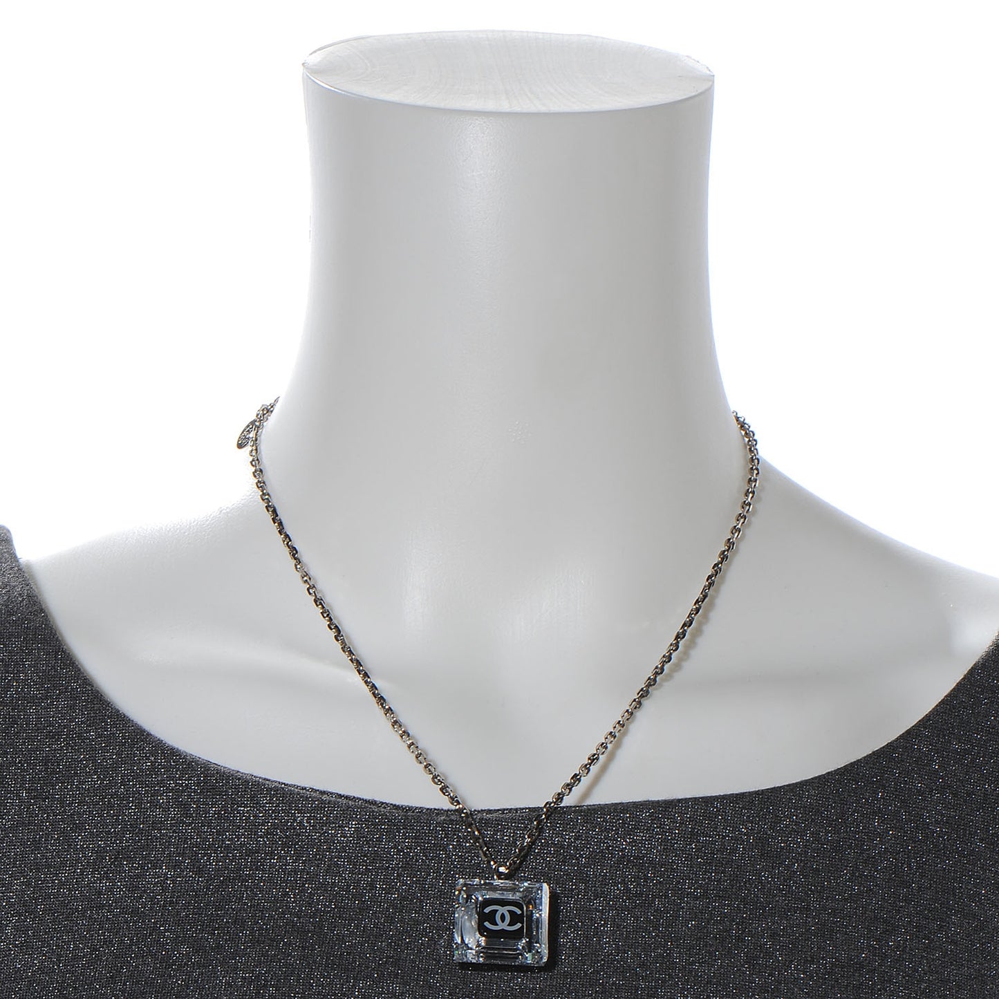 Crystal CC Square Charm Necklace