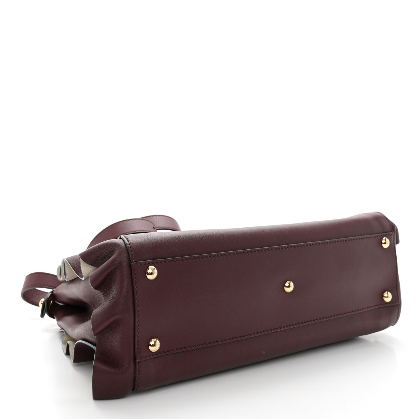 Vitello Seta Waves Bi-Color Medium Peekaboo Iconic Satchel Bordeaux Latte