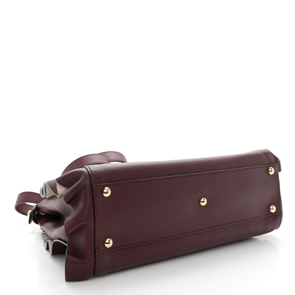 Fendi Vitello Seta Waves Bi-Color Medium Peekaboo Iconic Satchel Bordeaux Latte 4 of 11