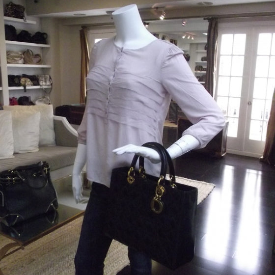 Patent Cannage Large Lady Dior Black