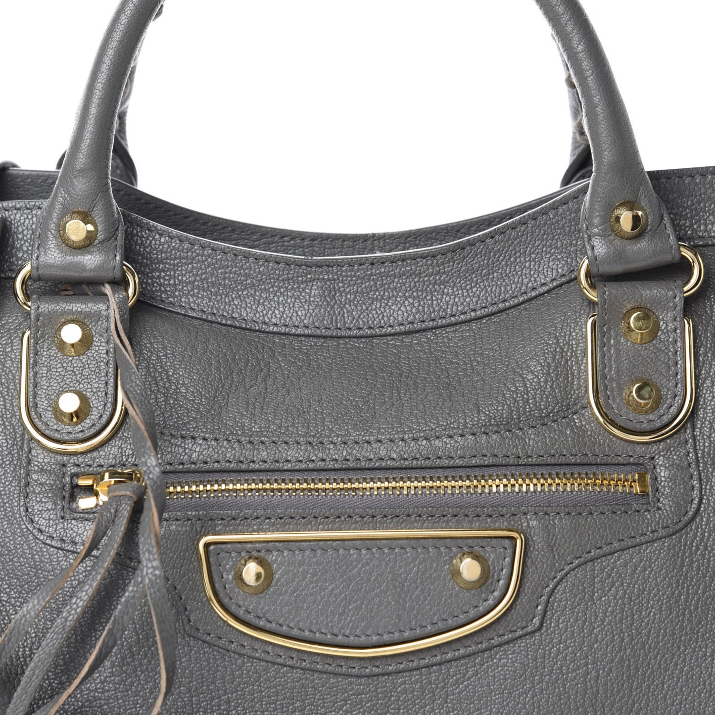 Chevre Gold Metallic Edge Hardware City Gris Acier