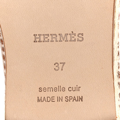 Hermes Suede Goatskin Womens Joven Espadrilles 37 Rose De Venise Gold 7 of 9