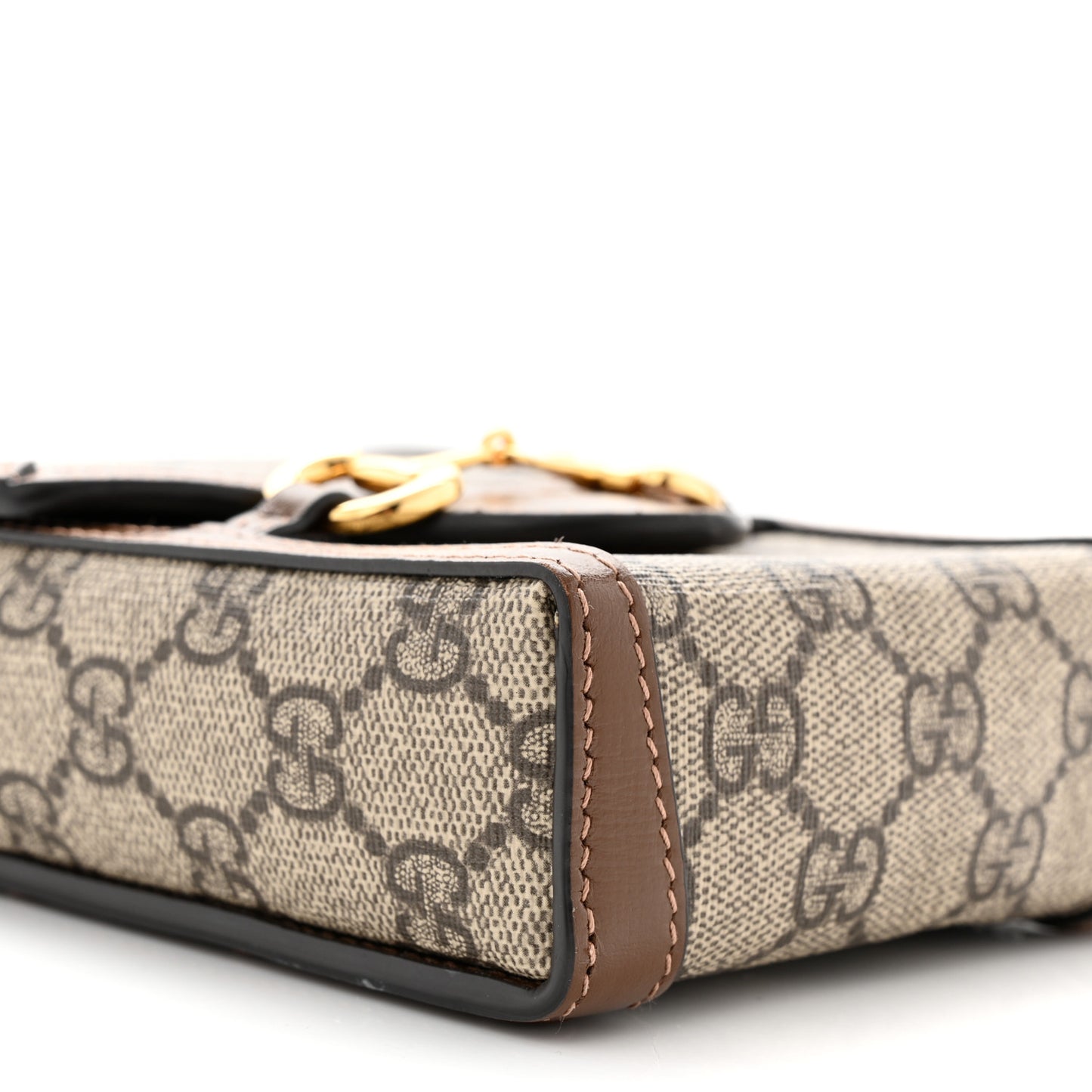 GG Supreme Monogram Mini Horsebit 1955 Crossbody Bag Beige Brown Sugar