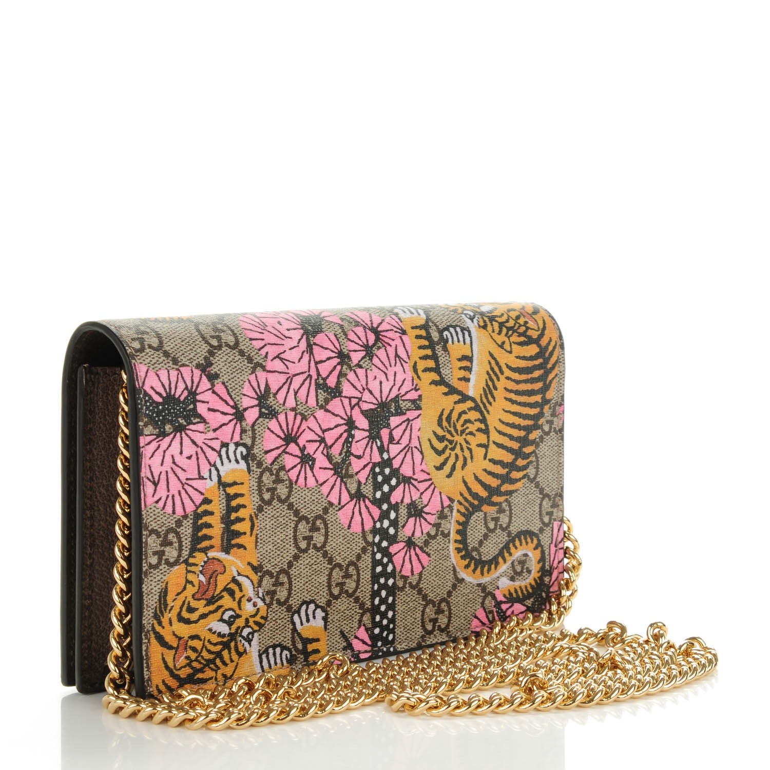 Gucci GG Supreme Monogram Bengal Chain Wallet Beige Pink 3 of 6