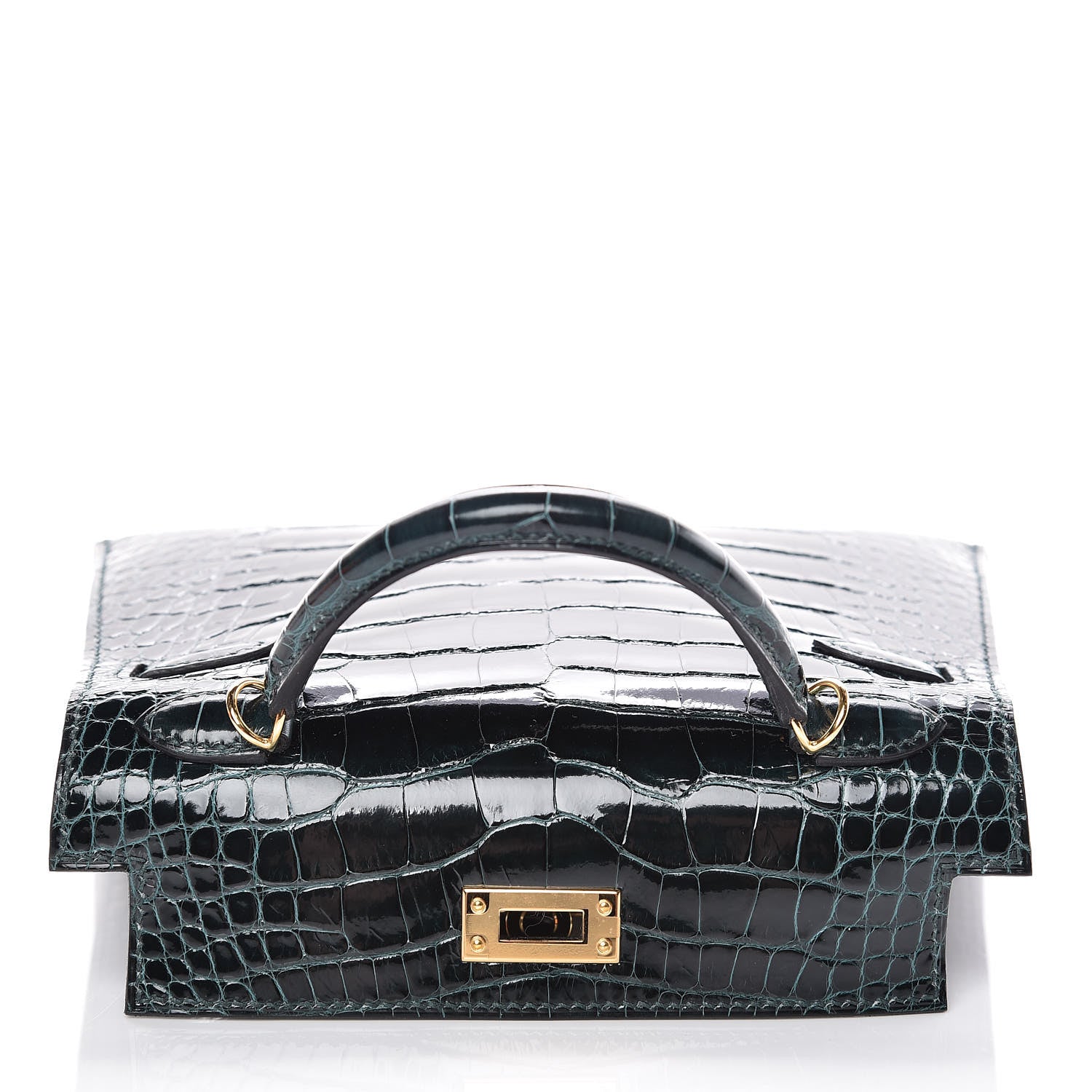 Hermes Shiny Alligator Mini Kelly Sellier 20 Vert Cypress 16 of 30