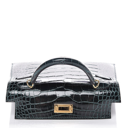 Hermes Shiny Alligator Mini Kelly Sellier 20 Vert Cypress 16 of 30