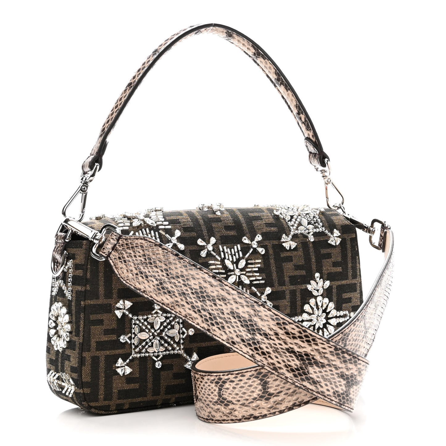 Re-Edition Elaphe Fabric Jacquard FF 1974 Embroidered Baguette Multicolor