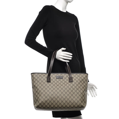 Gucci GG Supreme Monogram Medium Zippered Shopping Tote Dark Brown 2 of 8