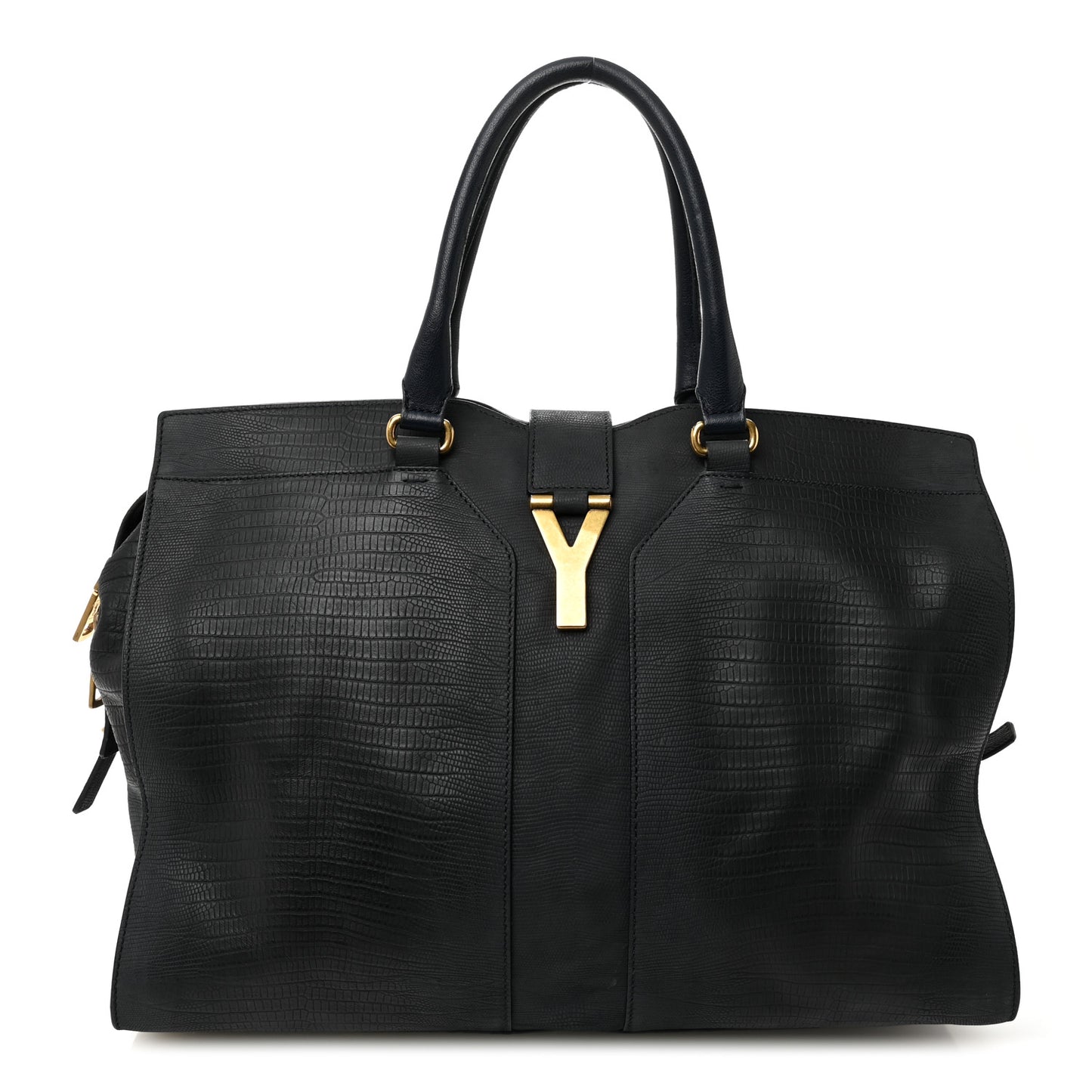 Calfskin Lizard Embossed Large Cabas ChYc Navy Blue