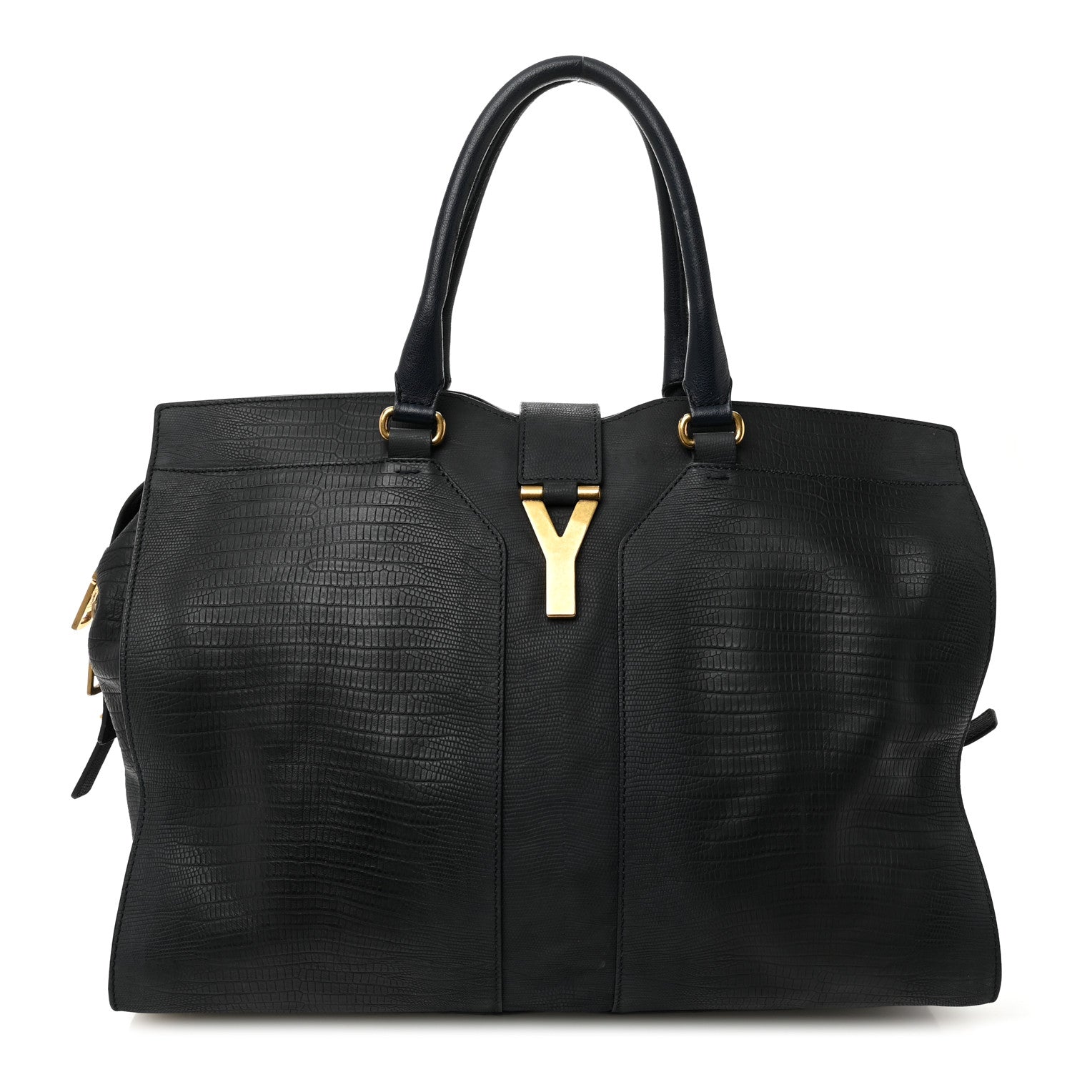 Saint Laurent Calfskin Lizard Embossed Large Cabas ChYc Navy Blue 1 of 13