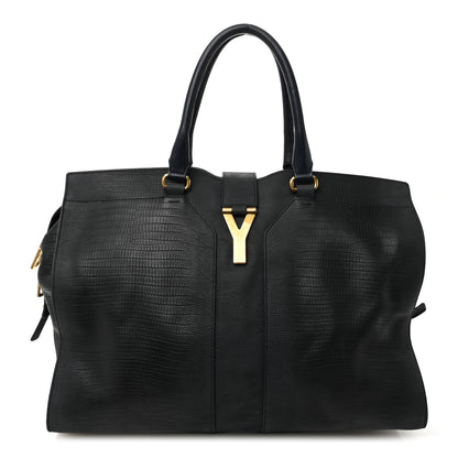 Saint Laurent Calfskin Lizard Embossed Large Cabas ChYc Navy Blue 1 of 13