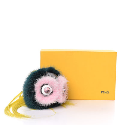 Fendi Mink Goat Fur QuTweet Jungle Bag Bug Charm Green Yellow Pink 4 of 4
