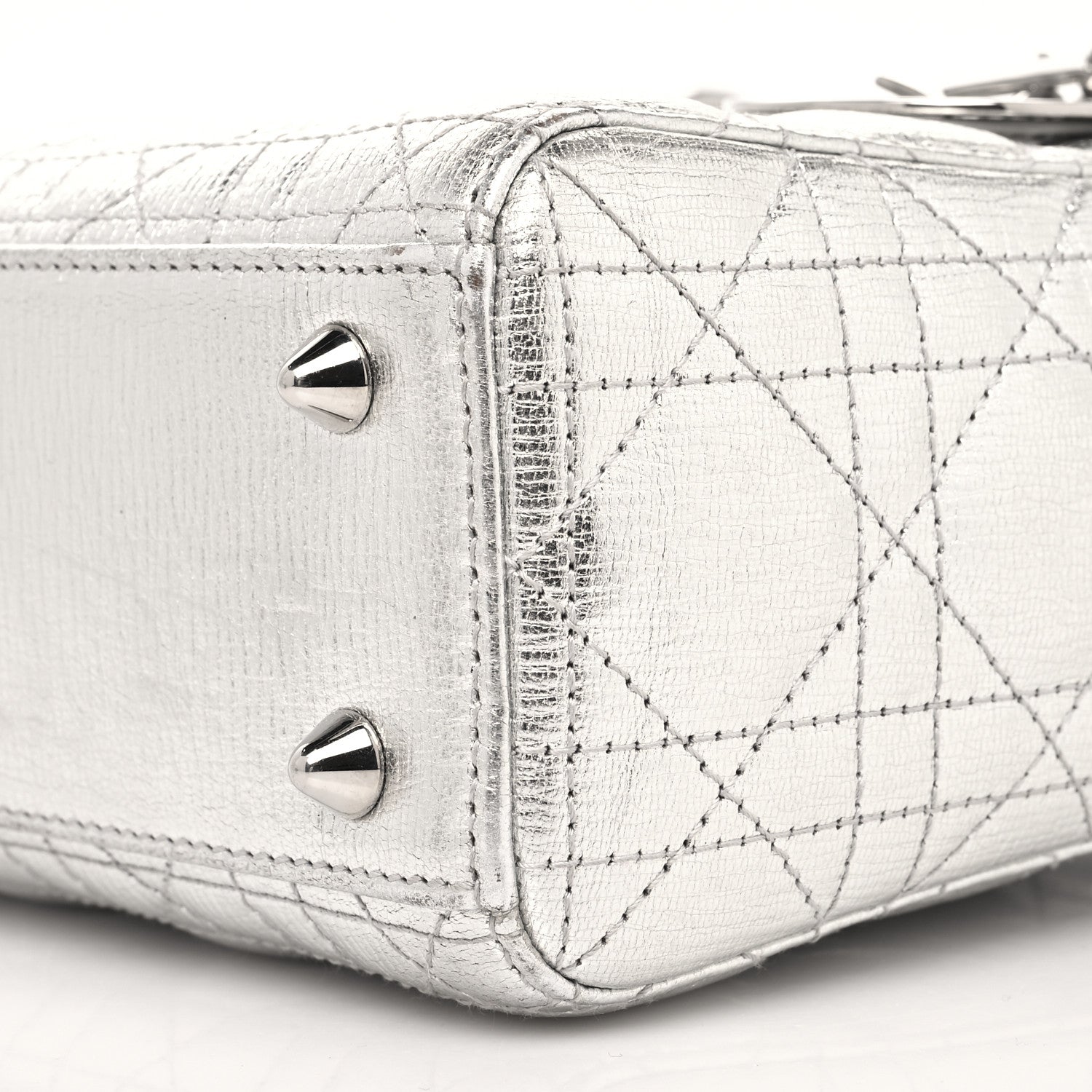 Christian Dior Metallic Grained Calfskin Cannage Small Lucky Badges My Lady Dior Silver 9 of 11