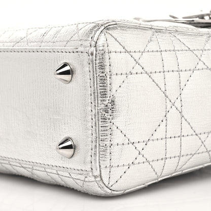 Christian Dior Metallic Grained Calfskin Cannage Small Lucky Badges My Lady Dior Silver 9 of 11