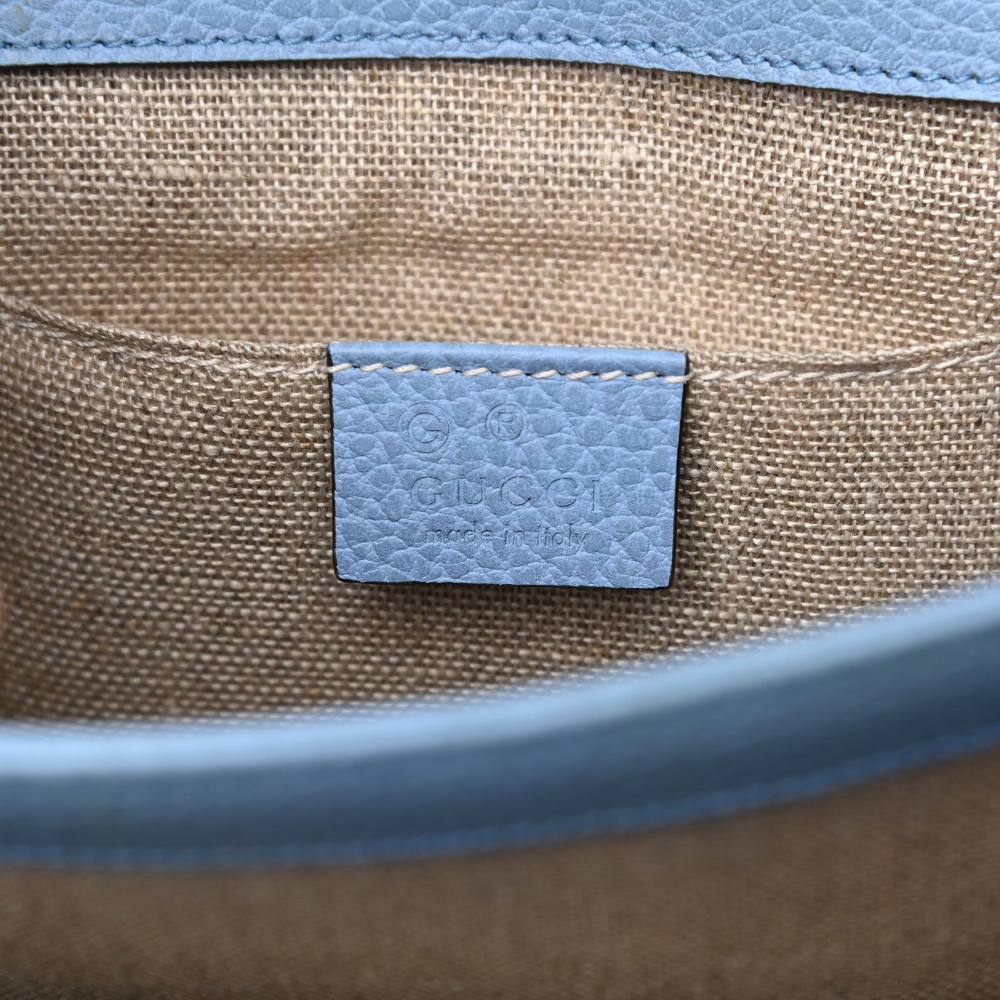 Dollar Calfskin Small Interlocking G Shoulder Bag Mineral Blue