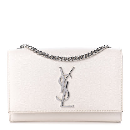 Saint Laurent Grain De Poudre Small Monogram Kate Satchel Optical White 1 of 8