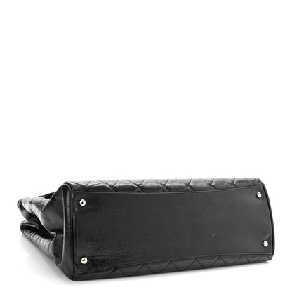 Chanel Glazed Calfskin Quilted Large CC Delivery Tote Black 4 of 14