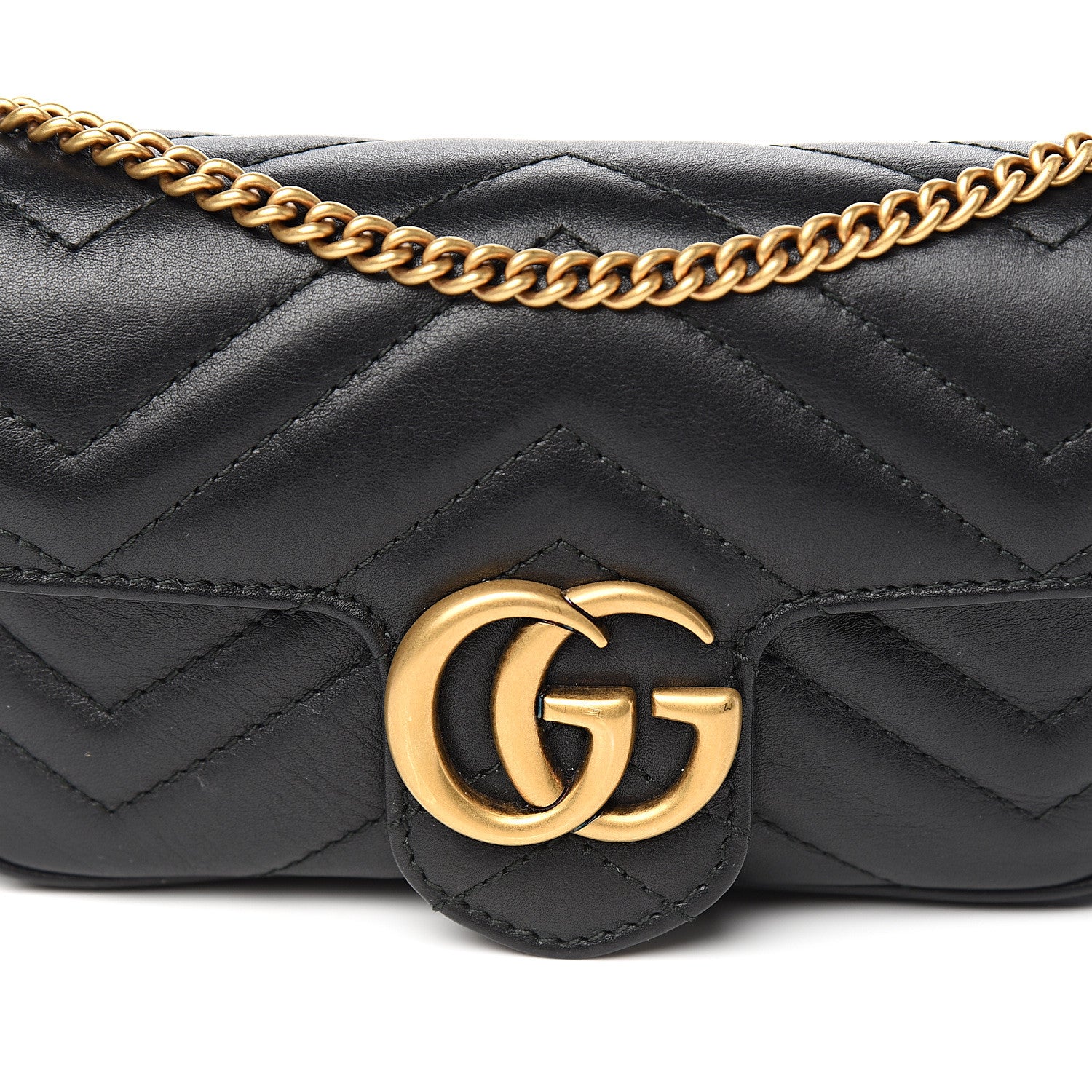 Gucci Calfskin Matelasse Super Mini GG Marmont Shoulder Bag Black 10 of 11