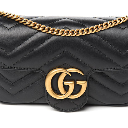 Gucci Calfskin Matelasse Super Mini GG Marmont Shoulder Bag Black 10 of 11