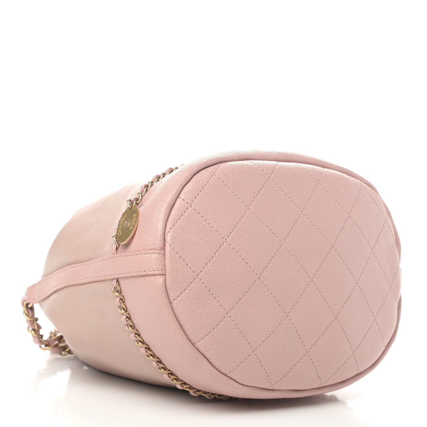 Lambskin Caviar Lovely Chains Drawstring Bag Pink