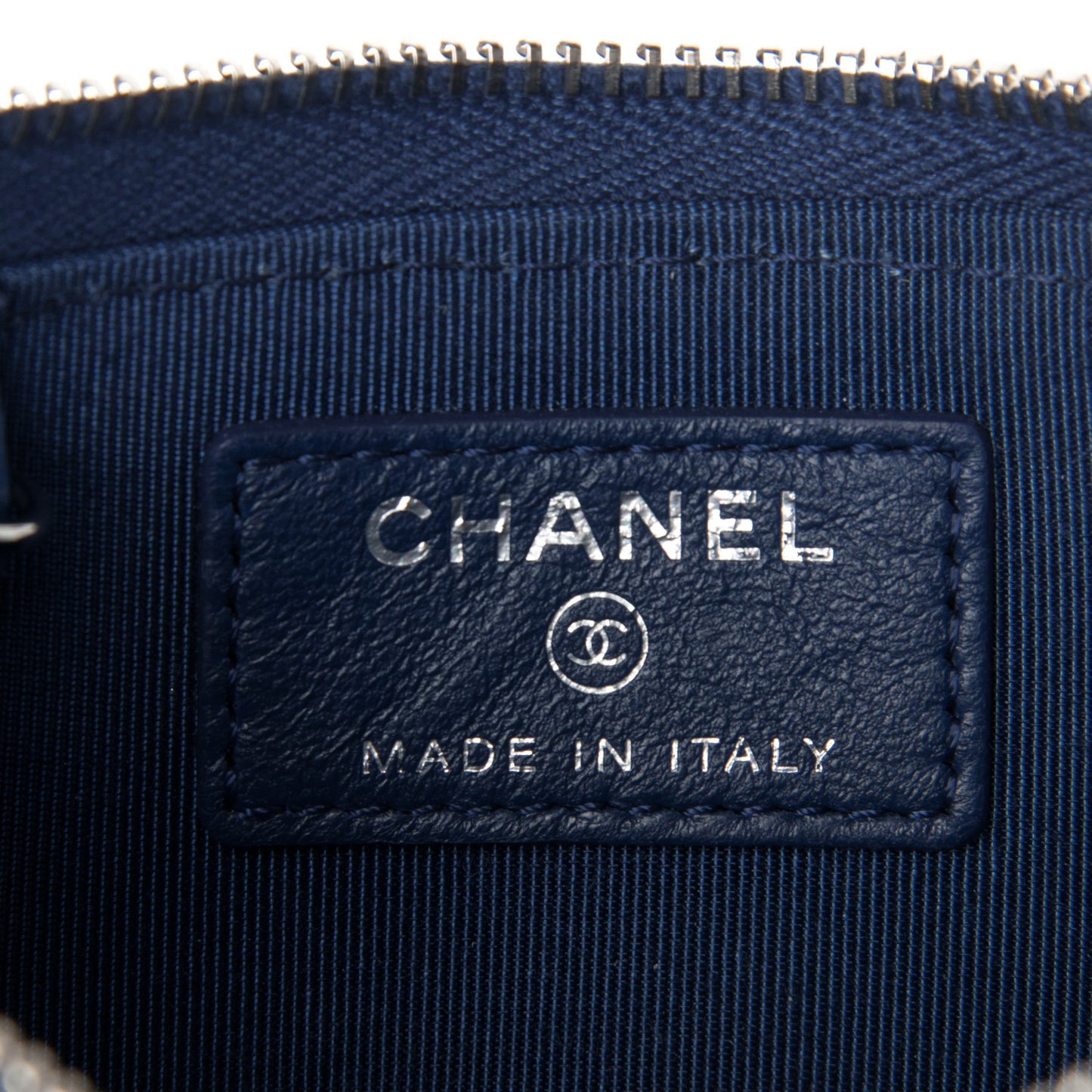 Lambskin Quilted Key Holder Case Blue