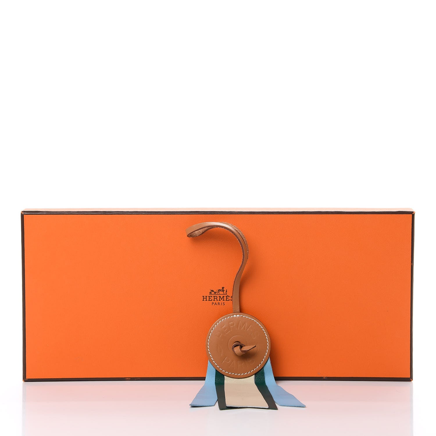 Hermes Vache Hunter Milo Lambskin Paddock Flot Bag Charm Natural Sable Craie Malachite Celeste 6 of 6
