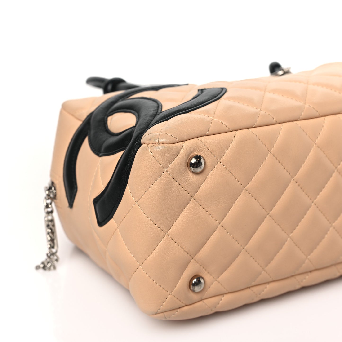 Calfskin Quilted Large Cambon Bowler Beige Black