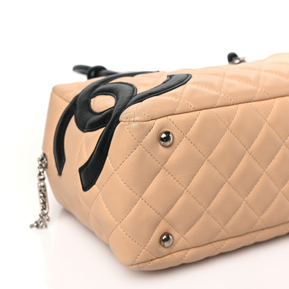 Chanel Calfskin Quilted Large Cambon Bowler Beige Black 8 of 9