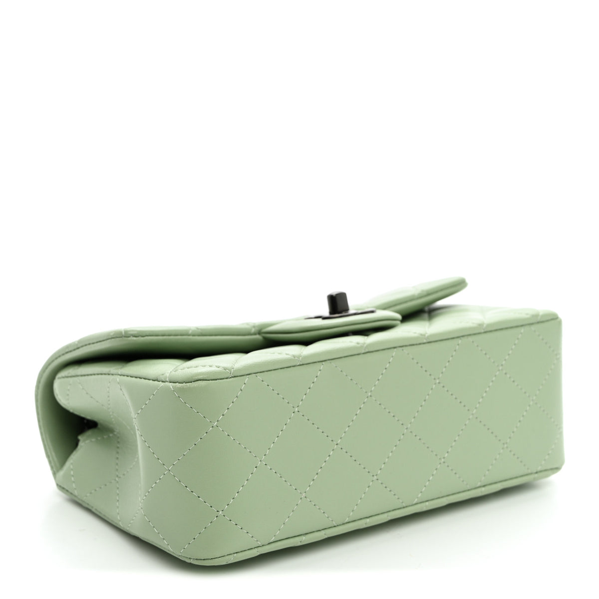 Chanel Lambskin Quilted Mini Rectangular Flap Light Green 4 of 11