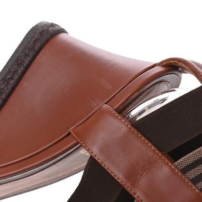 Fendi Calfskin Elastic T-Strap Wedge Sandals 36.5 Tobacco 11 of 14