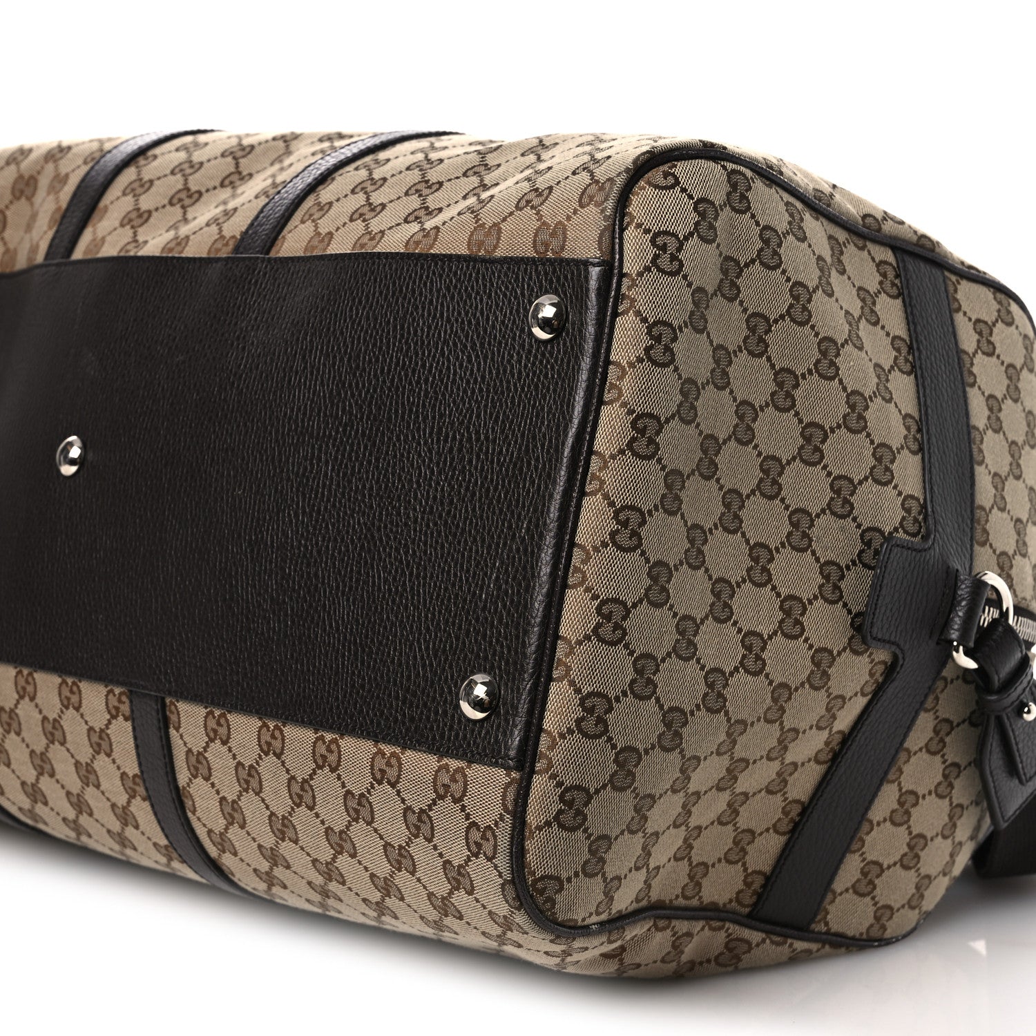 Gucci Monogram Dollar Calfskin Large Boston Duffle Bag Beige Ebony Testa di Moro Marrone Scuro 9 of 14