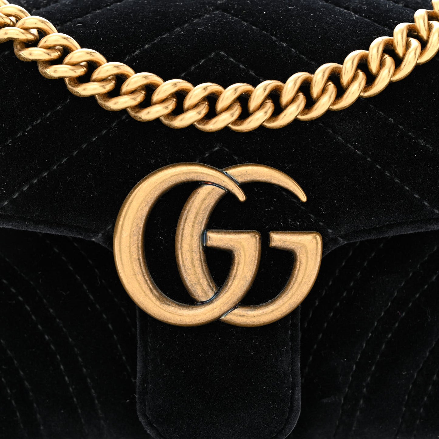 Velvet Matelasse Mini GG Marmont Shoulder Bag Black