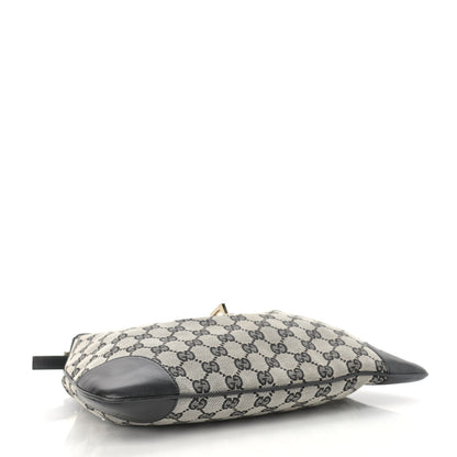 Gucci Monogram Lobster Clasp Jackie O Hobo Beige Black 3 of 12