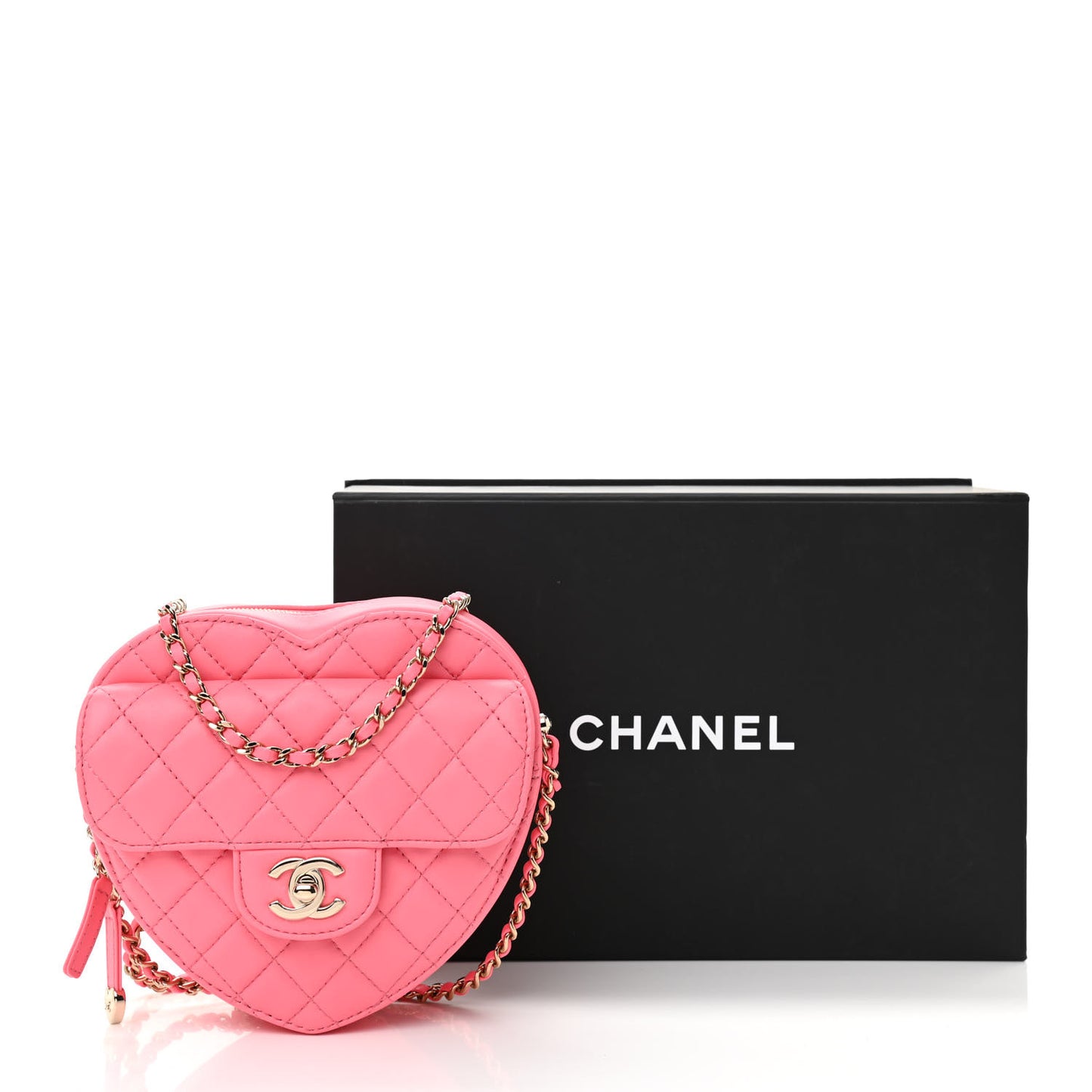 Lambskin Quilted CC In Love Heart Bag Pink