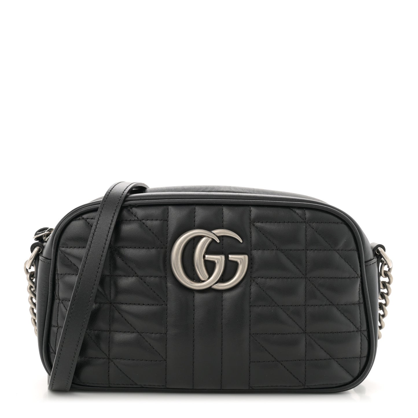 Calfskin Matelasse Aria Small GG Marmont Chain Shoulder Bag Black