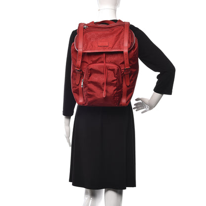 Gucci Nylon Monogram Dollar Calfskin Medium Light Double Buckle Backpack Vibrant Red 2 of 10