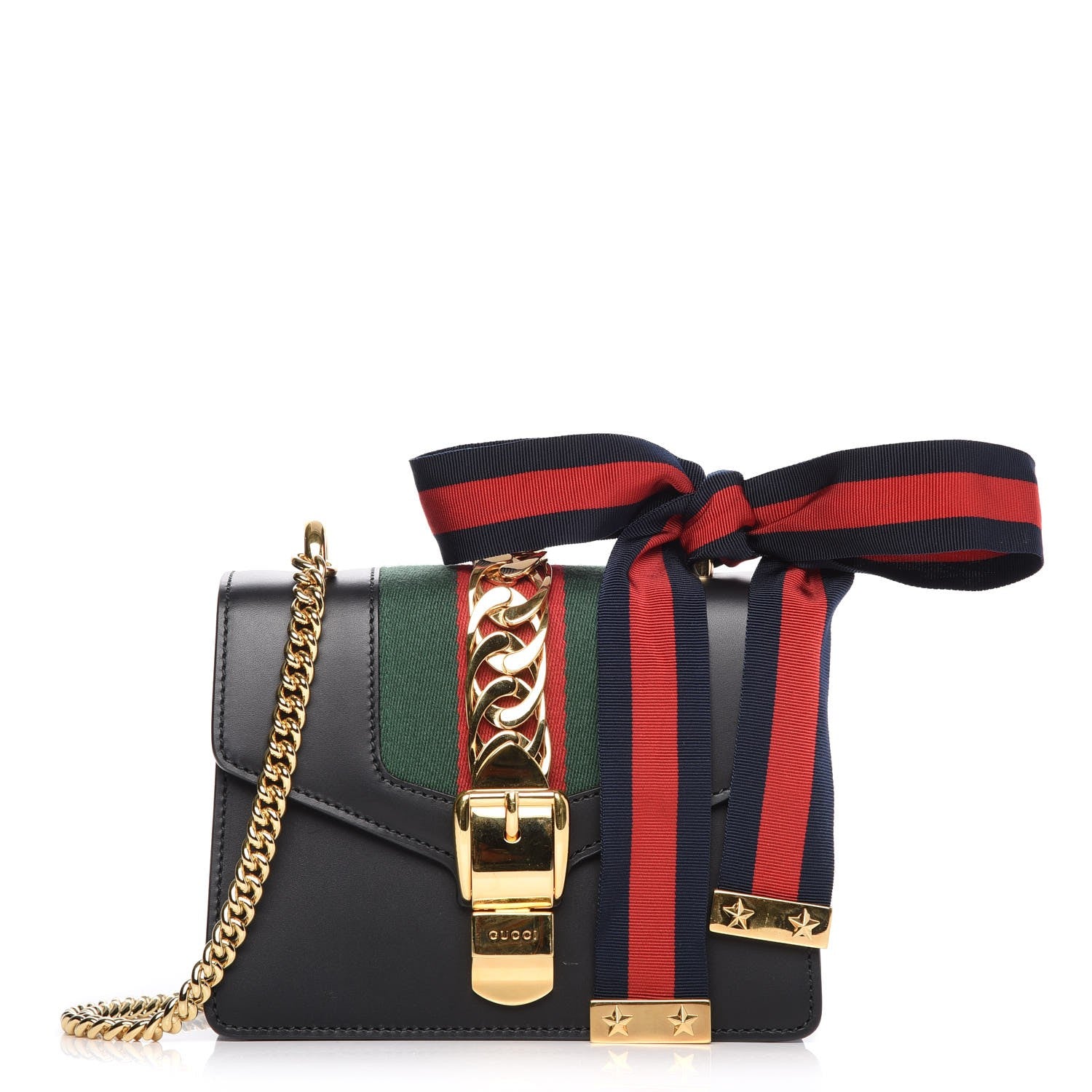 Gucci Calfskin Mini Sylvie Chain Shoulder Bag Black 1 of 7