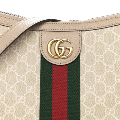 Gucci GG Supreme Monogram Textured Dollar Calfskin Web Small Ophidia Half Moon Hobo Beige Mystic White Oatmeal 9 of 11