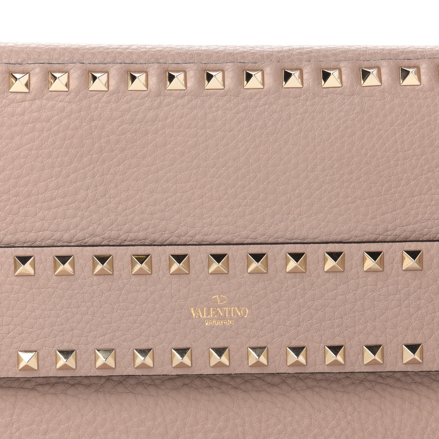 Pebble Calfskin Rockstud Side Slip Wristlet Clutch Poudre