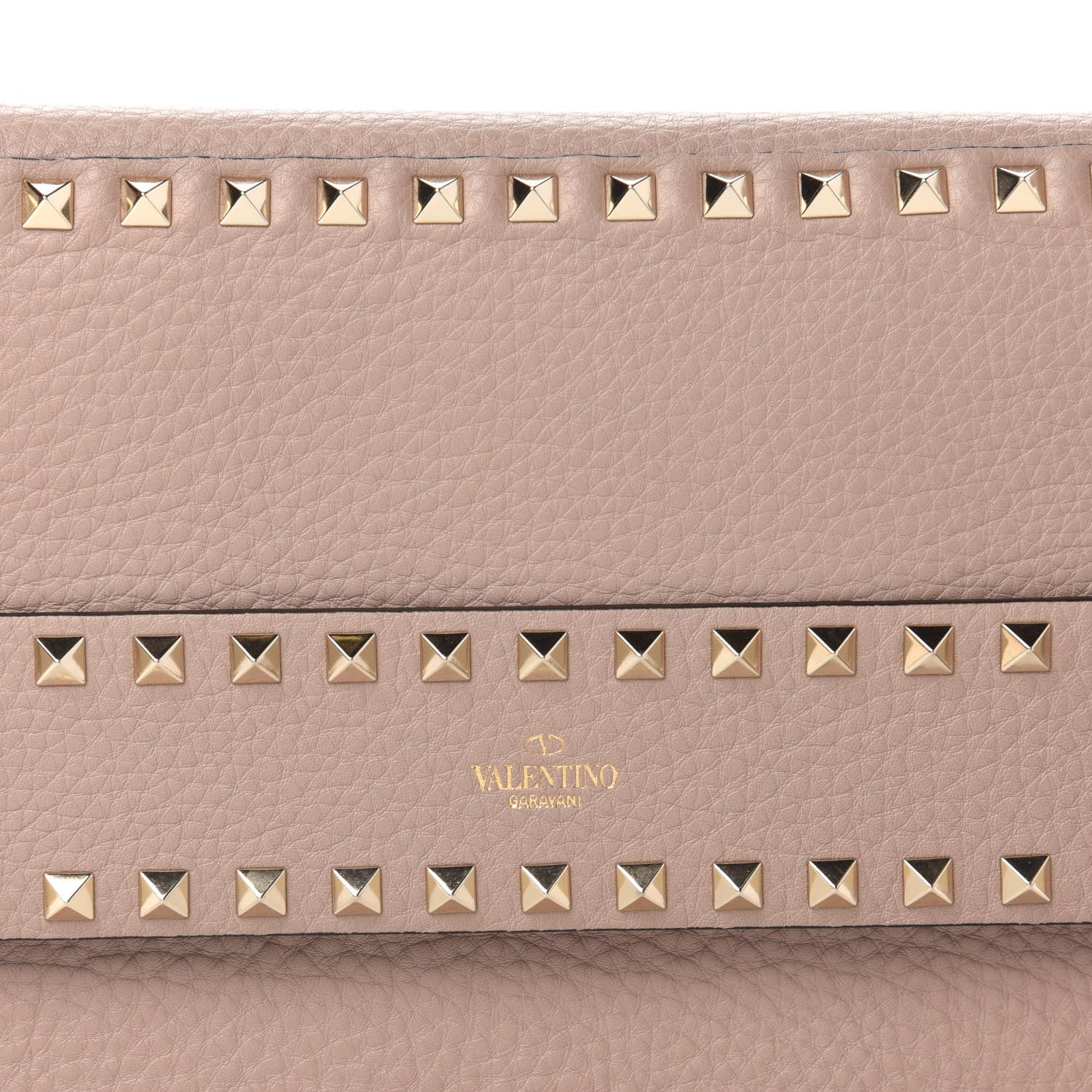 Valentino Garavani Pebble Calfskin Rockstud Side Slip Wristlet Clutch Poudre 9 of 9