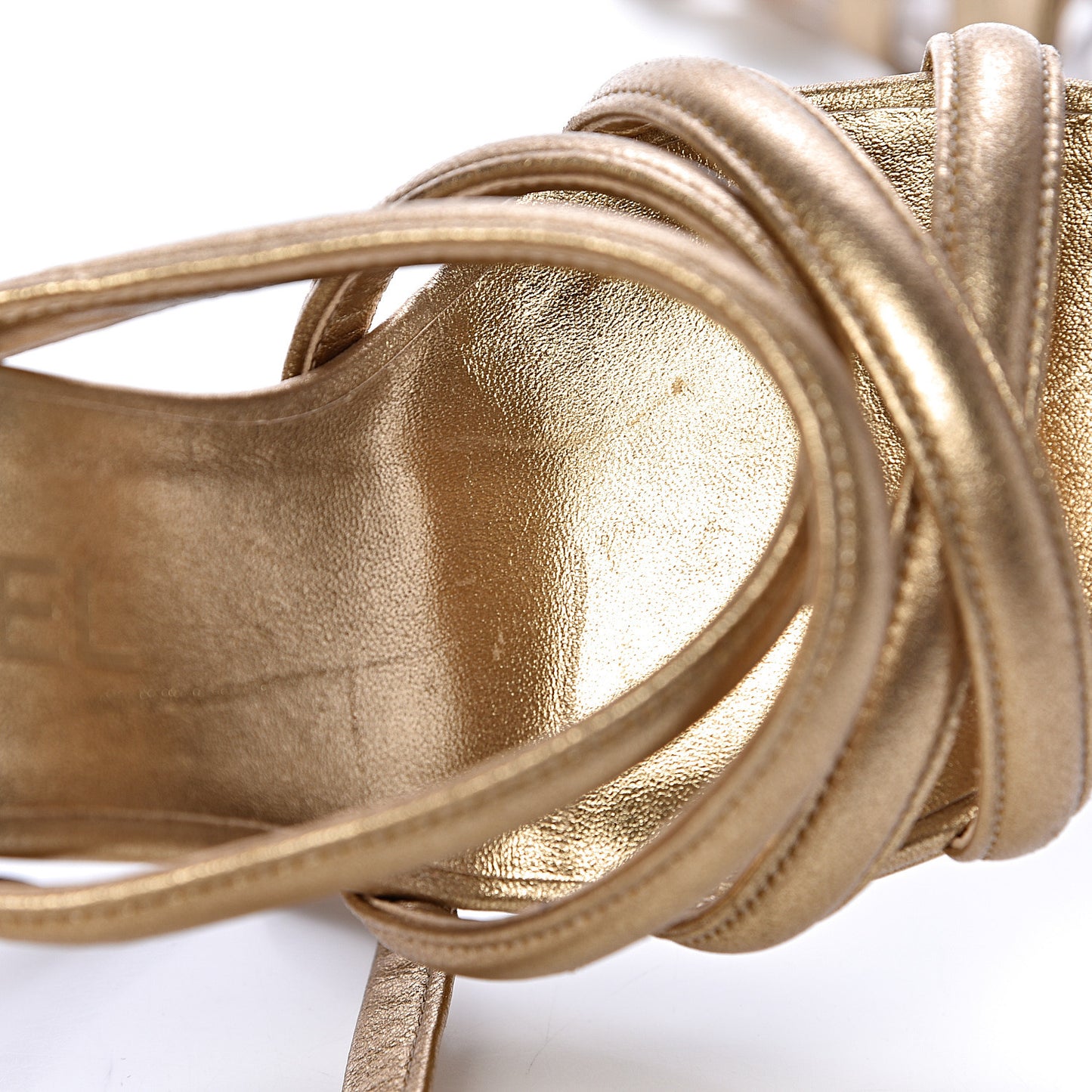 Laminated Lambskin Parthenon Platform Sandals 35 Gold
